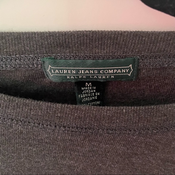 Ralph Lauren gray shirt with brown elbow pads and zipper shoulder detail - Picture 2 of 5